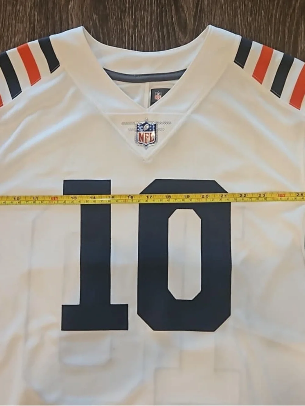 Nike White Football Jersey with Navy & Orange Accents - #10